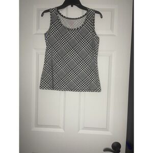 212 Collection Houndstooth Print Tank Top  Extra Small black and white  NWT